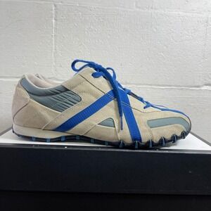 Diesel Hacker Tan Blue Suede Low Top Sneakers Lace up Men's 11 US/44.5 EU